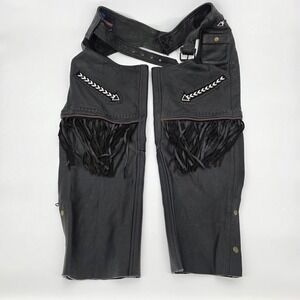VANCE LEATHERS Men's MOTORCYCLE BIKER Chaps XL Embroidered Tassels Cycle Harley